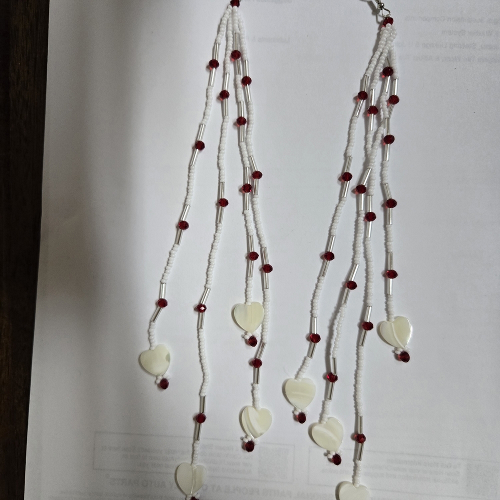 Chic Beaded Heart Drop Earrings